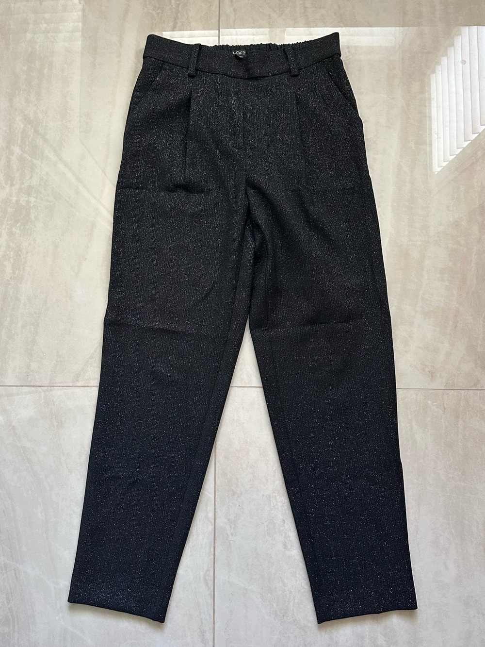 LOFT Black Sparkle Straight-Leg Women’s Trousers